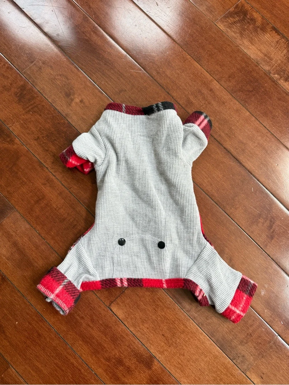 Fabdog Dog Gray & Red Plaid Fleece Pajamas, size XS
